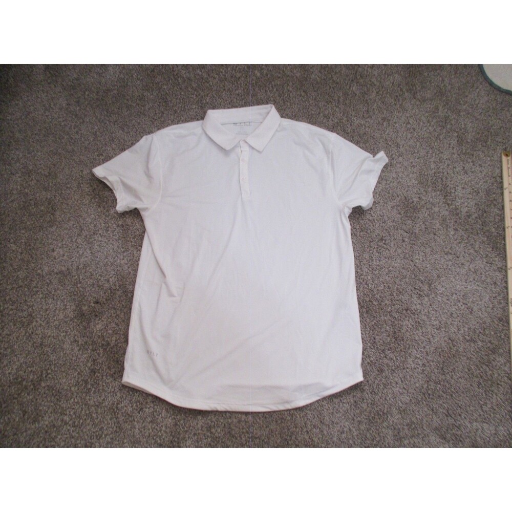 BYLT Men's XL Lux Premium Long Sleeve Polo Shirt Stretch Performance White